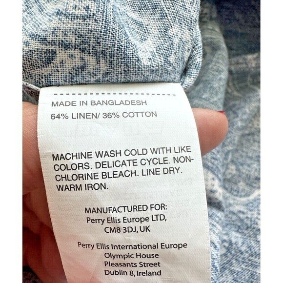 Cubavera Men Roll-up Paisley Print Button up Shirt Short-Sleeve Dark Blue Sz 2XL - Picture 6 of 6